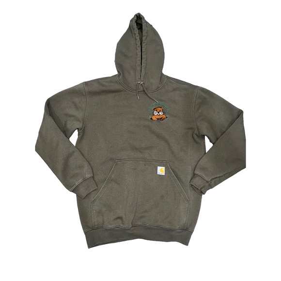 Carhartt groundhog Hoodie Mens Y2K Medium Green Lawn Maintenance llc A004275